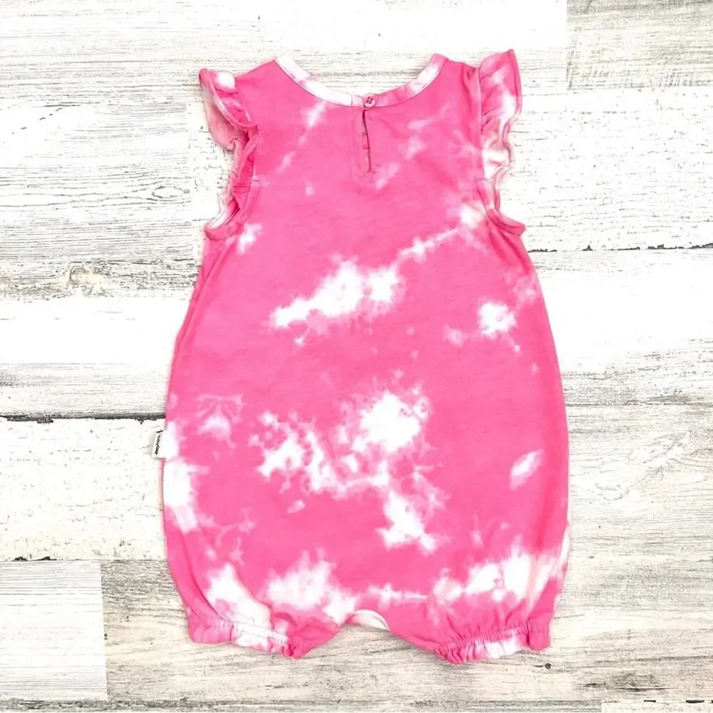 🌵3/$20 Baby Gap Disney Romper Baby 3–6M Pink Tie Dye Mickey Minnie Ruffle Cotton